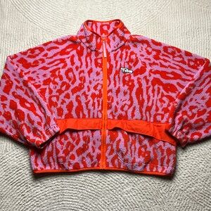 Nike Rare Sherpa Stay Warm Animal Printing Stand Collar Jacket Size Large